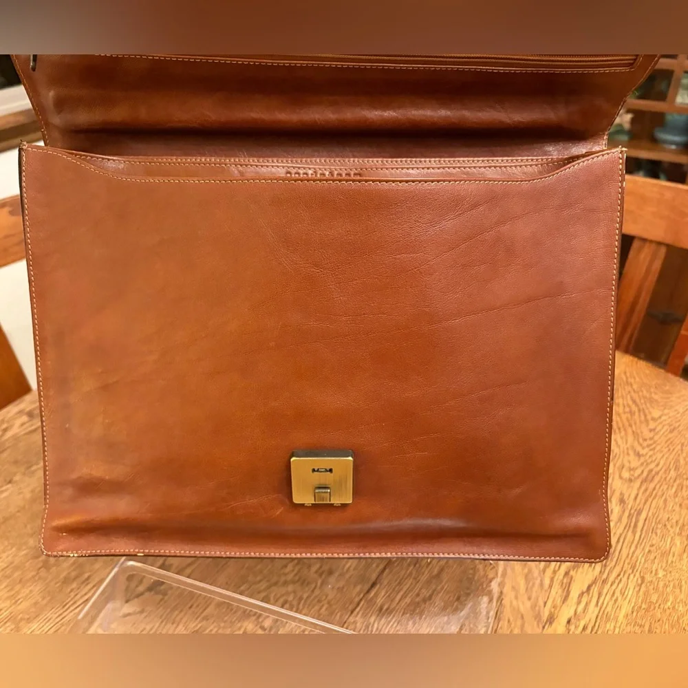 Vintage Nordstrom Portfolio Leather Lock Combination Function Briefcase